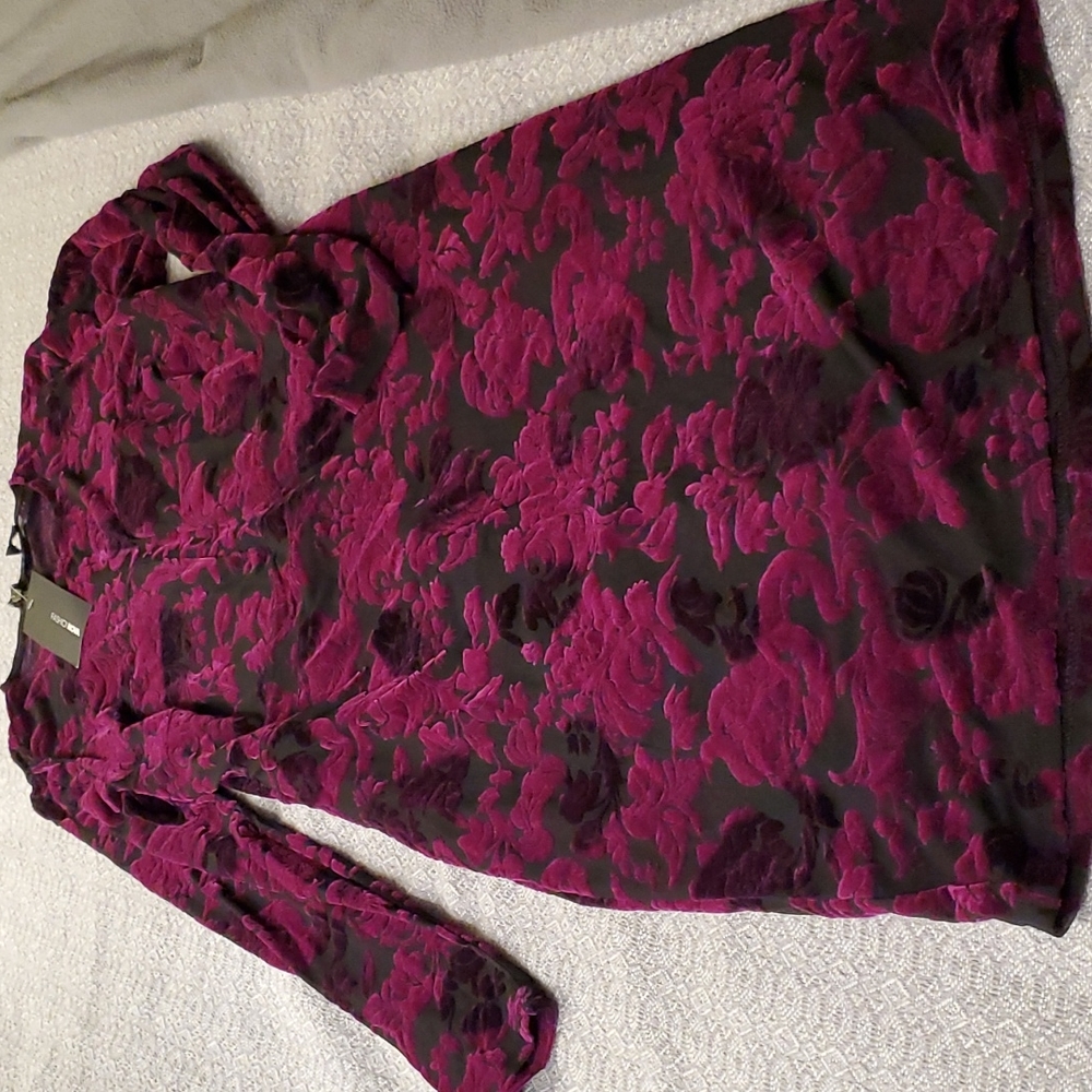 NWT Fashion Nova plum and black midi bodycon with unique bodice detail